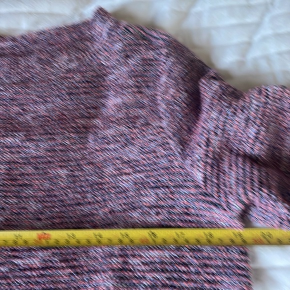 Loft Boucle Cotton Blend Pink & Black Funnel/Mock Neck Light Sweater/Top Size M - Picture 8 of 9